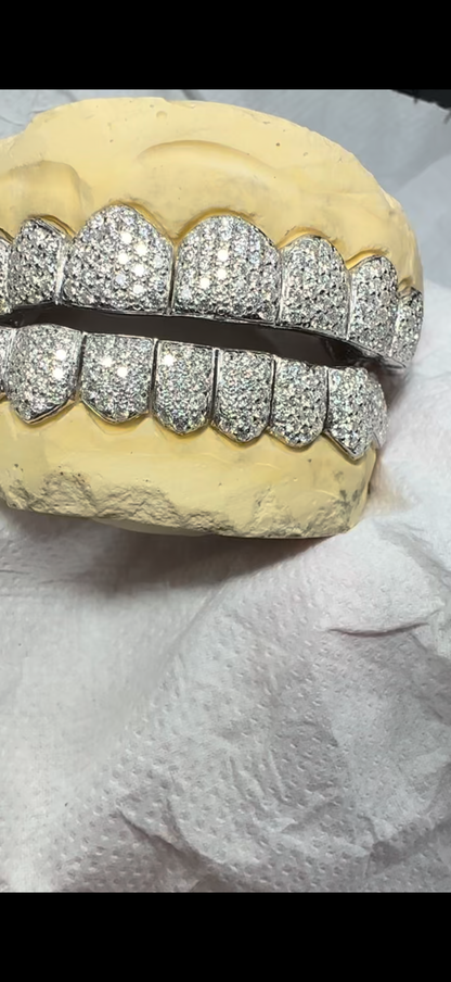 Full Bust Down Moissanite HoneyComb Style Diamond Grillz